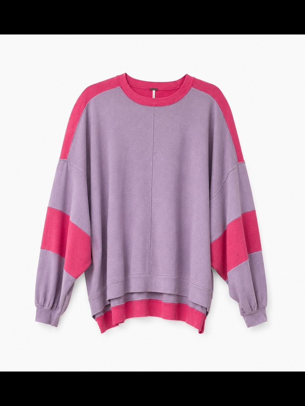 Free People Uptown Colorblock Pullover Sweater M Lilac Aurora Oversized Slouchy - Picture 2 of 9